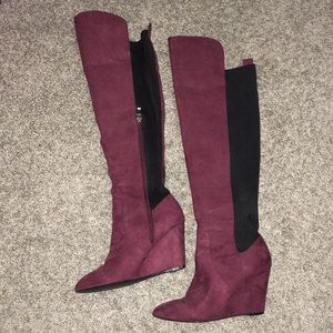 Wine Thigh High Boots SOLD